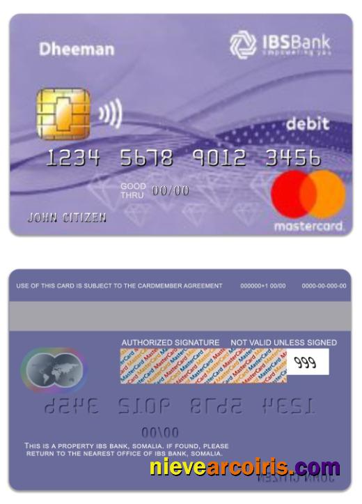 Somalia IBS Bank Daheem debit mastercard